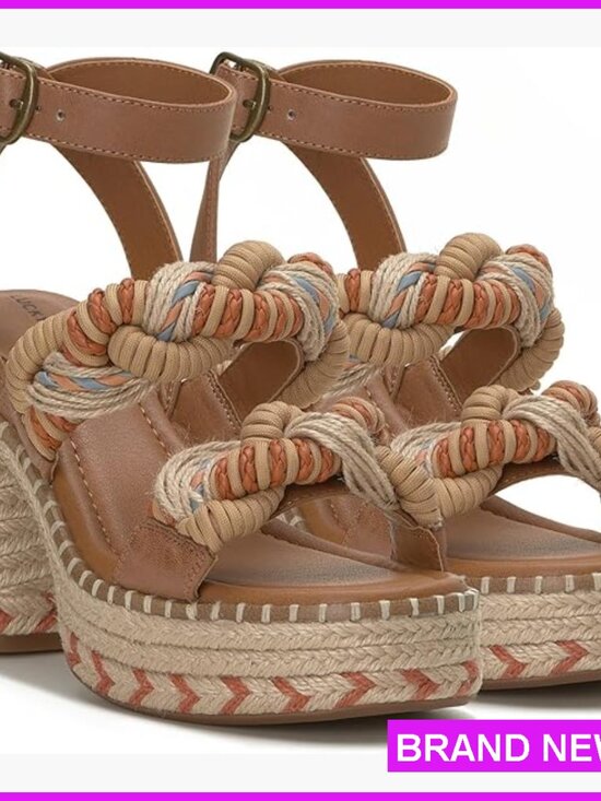 Shoes - Braided Platform Sandals Ankle Strap Buckle Chic Casual Elegant Wedge Heels